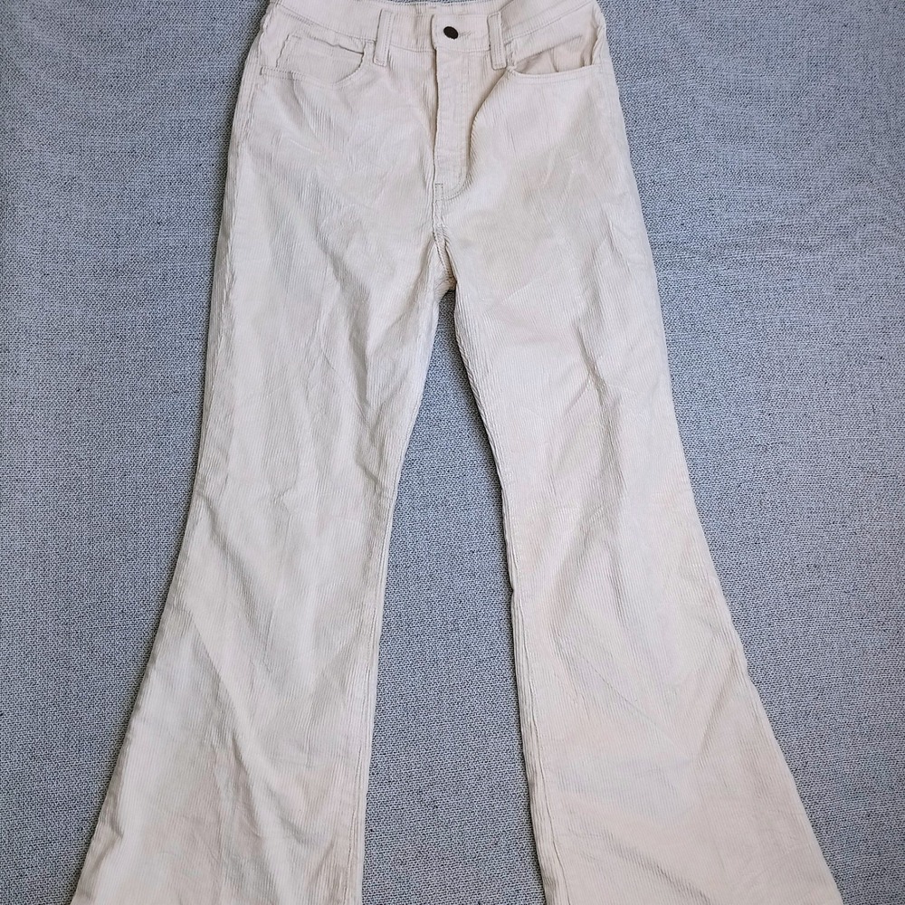 Levi's 70s High Flare Pants Womens 28 Cream Excellent Corduroy Retro High Rise